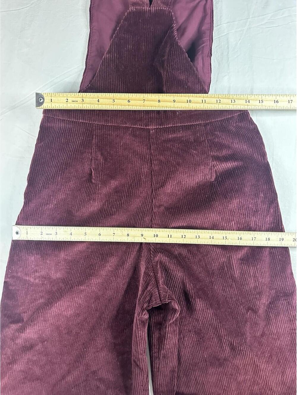 🍷 Vintage Corduroy Overalls Burgundy Wide Leg Jumpsuit S Xhilaration Wide-Leg - Picture 12 of 16